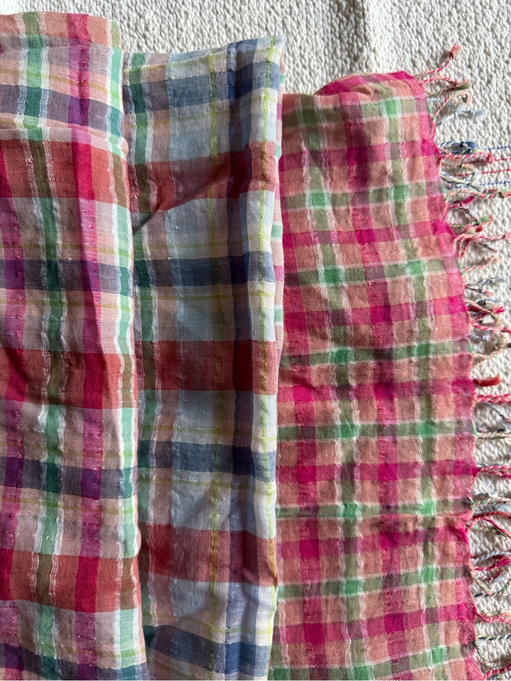 Épice Paris Multicolor Plaid Linen Wrap - Pastel Mix